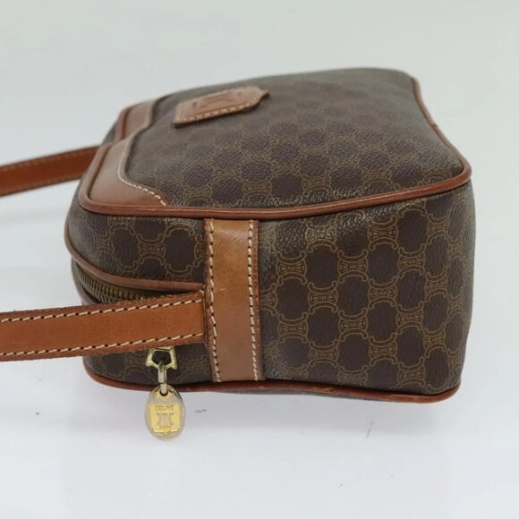 CELINE Macadam Canvas Shoulder Bag PVC Leather Brown Gold Auth ep8498 - Picture 6 of 15